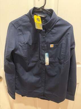 Carhartt Women's Rugged Flex Relaxed Fit Long Sleeve Shirt Navy Blue Size S